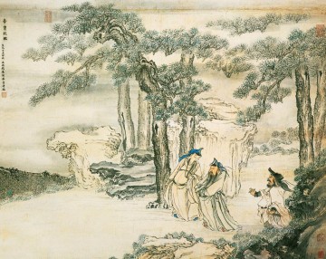 qian xuan asistentes del emperador chino antiguo Pinturas al óleo